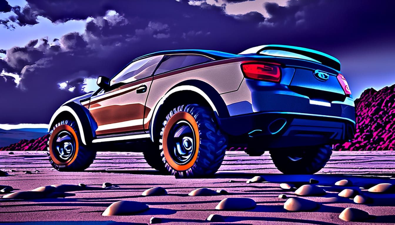 Rugged Offroader on Mountain Pass - Digital Painting