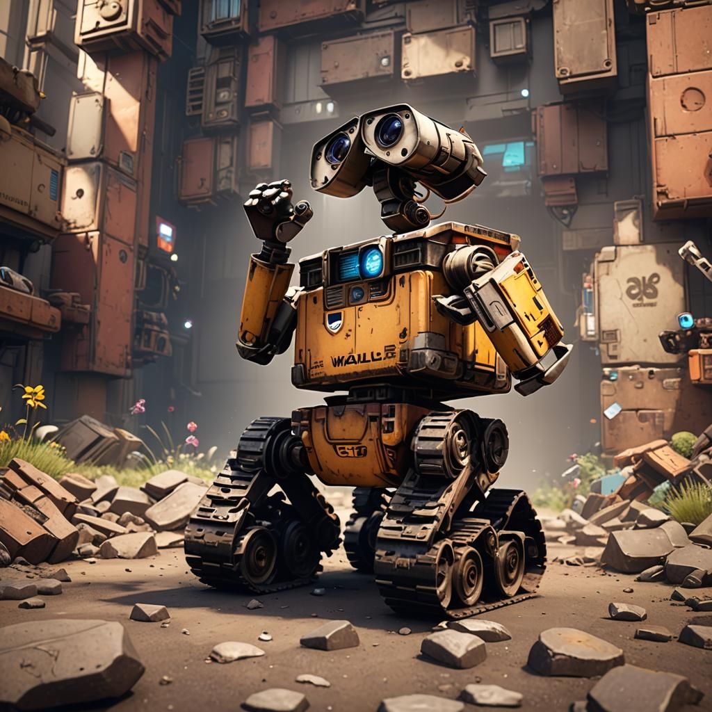 Wall-E in 3D Game Cinematic Style