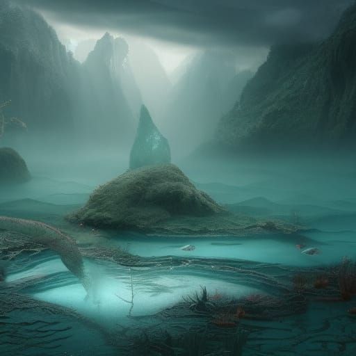 Eerily Deep Pond with Underwater Animal