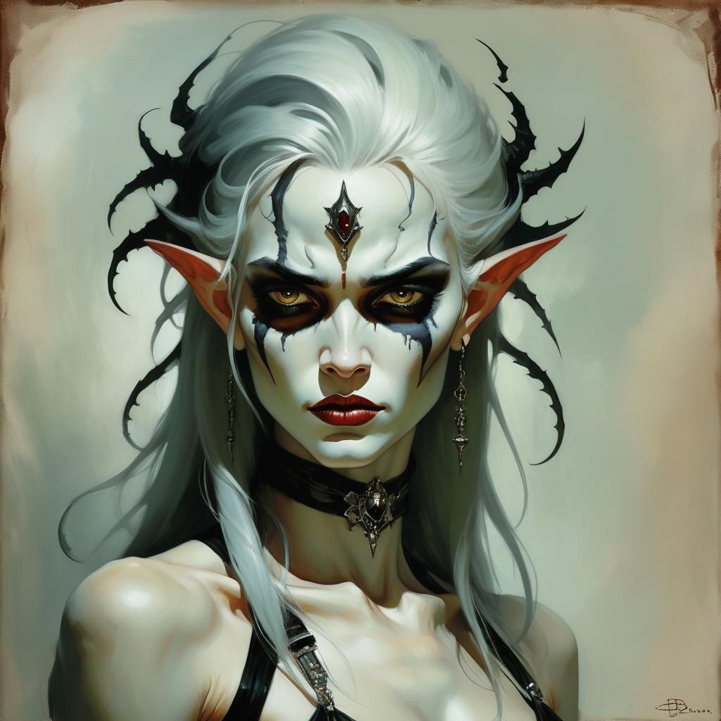 Dark Elf Portrait in Gothic Fantasy Style