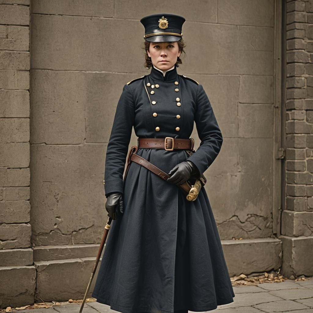 Female Police Officer in Historical Anime Style