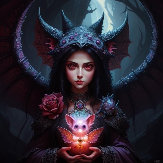 Cute Rose Creature in Fantasy Art Style