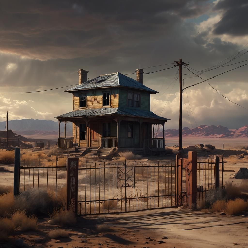 Sarcastic House in Barren Landscape: Photorealistic Digital ...