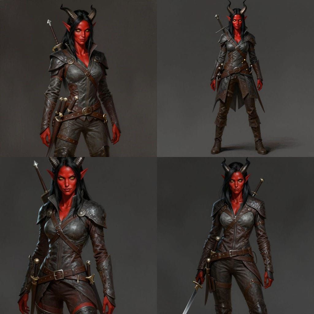 Fantasy Tiefling Scout Portrait in Painterly Style