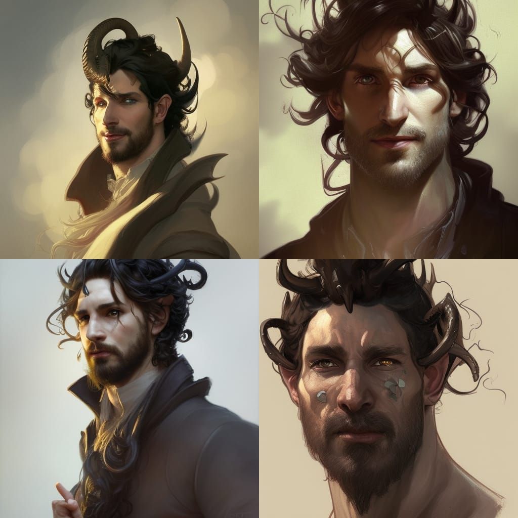 Tiefling Bard Portrait in Detailed Fantasy Art