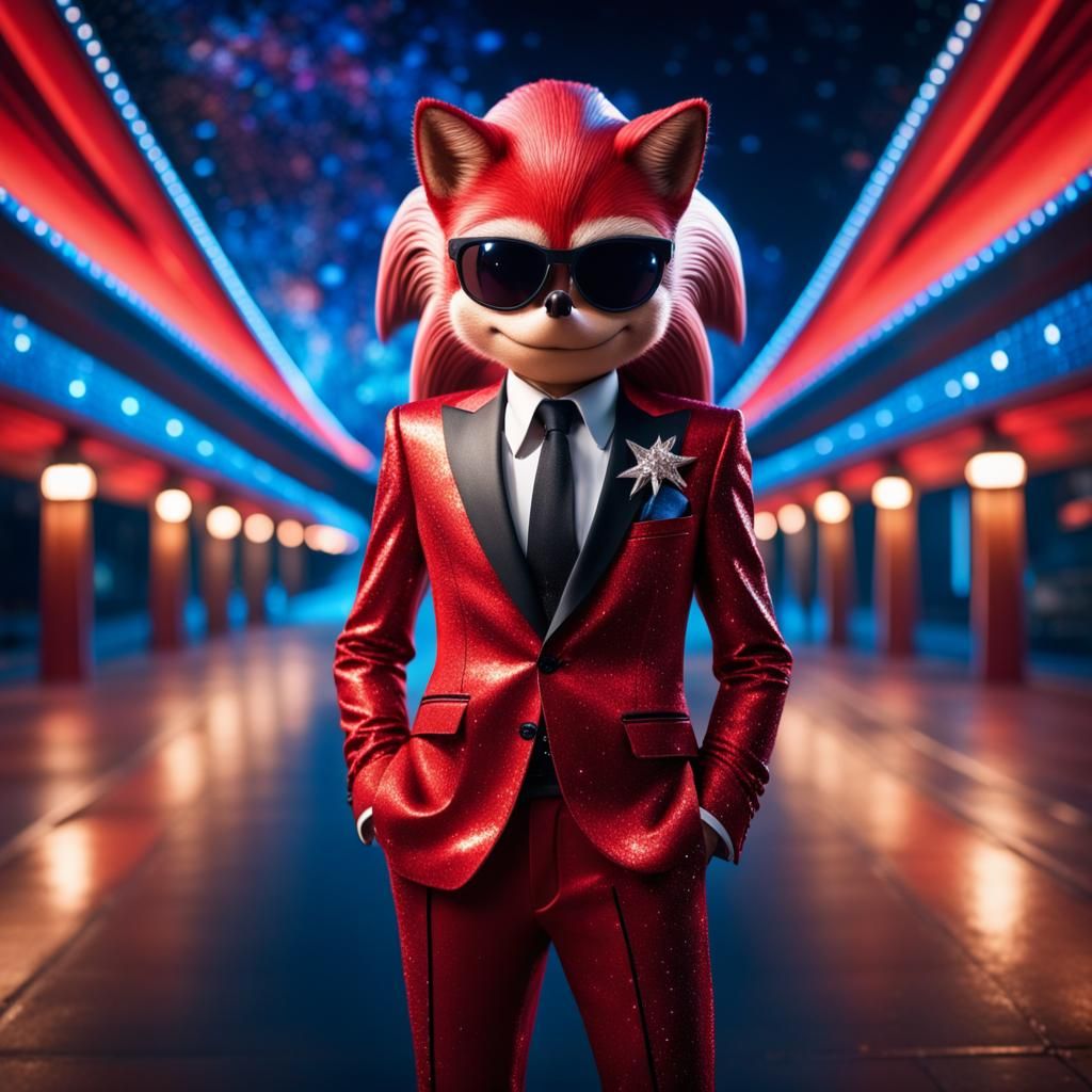 Sonic in Red Tuxedo with Starry Background