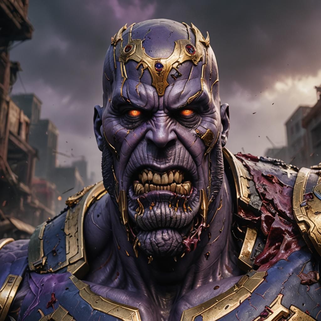 Zombie Thanos Portrait in Detailed Matte Painting