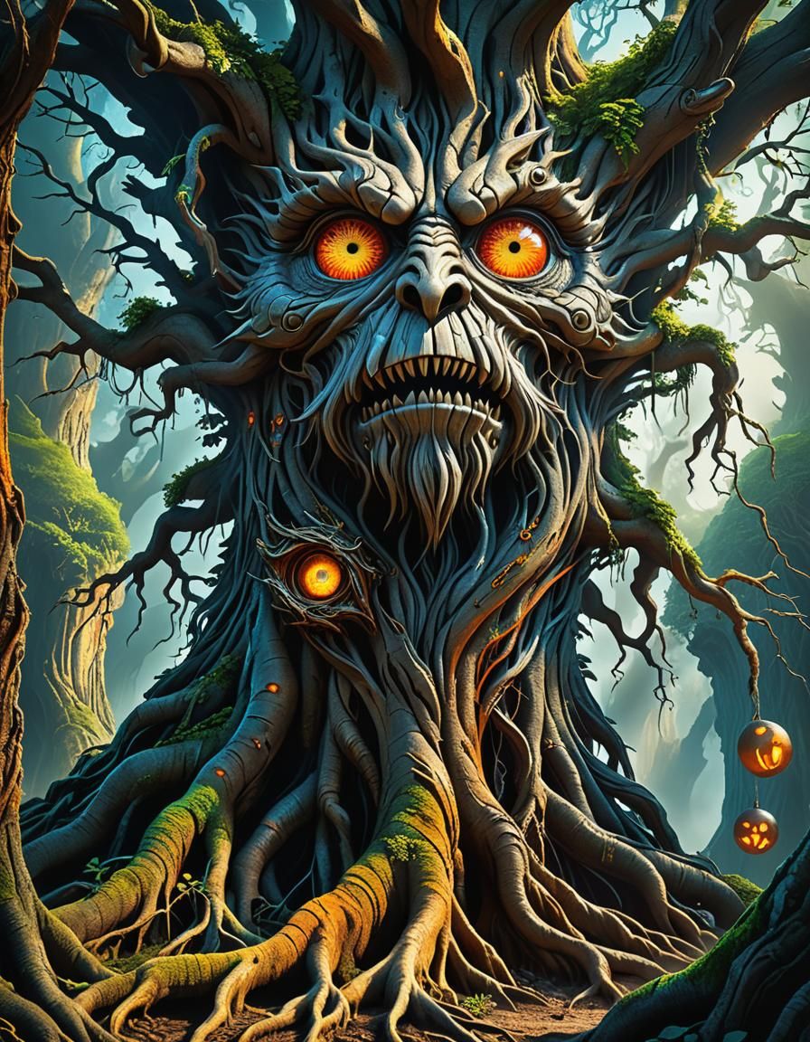 Gustave Doré Style Evil Anthropomorphic Tree