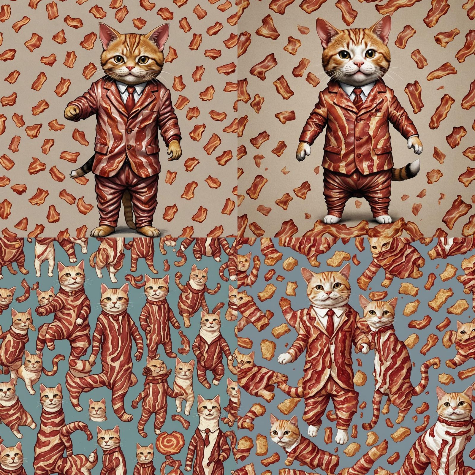 Bacon Covered Cat in Bacon Suit