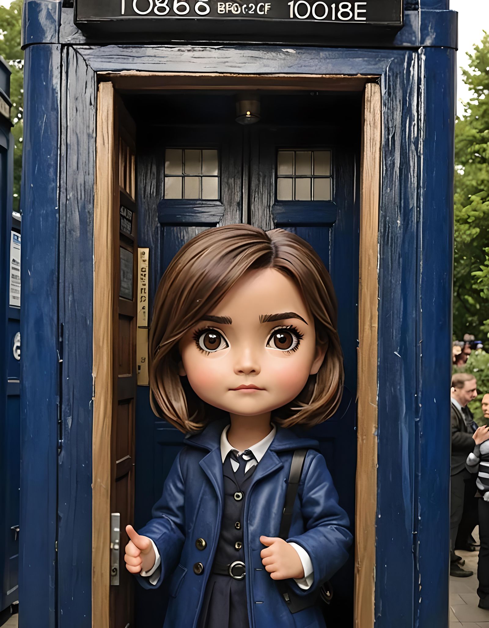 Chibi Jenna Coleman Peeking from the Tardis