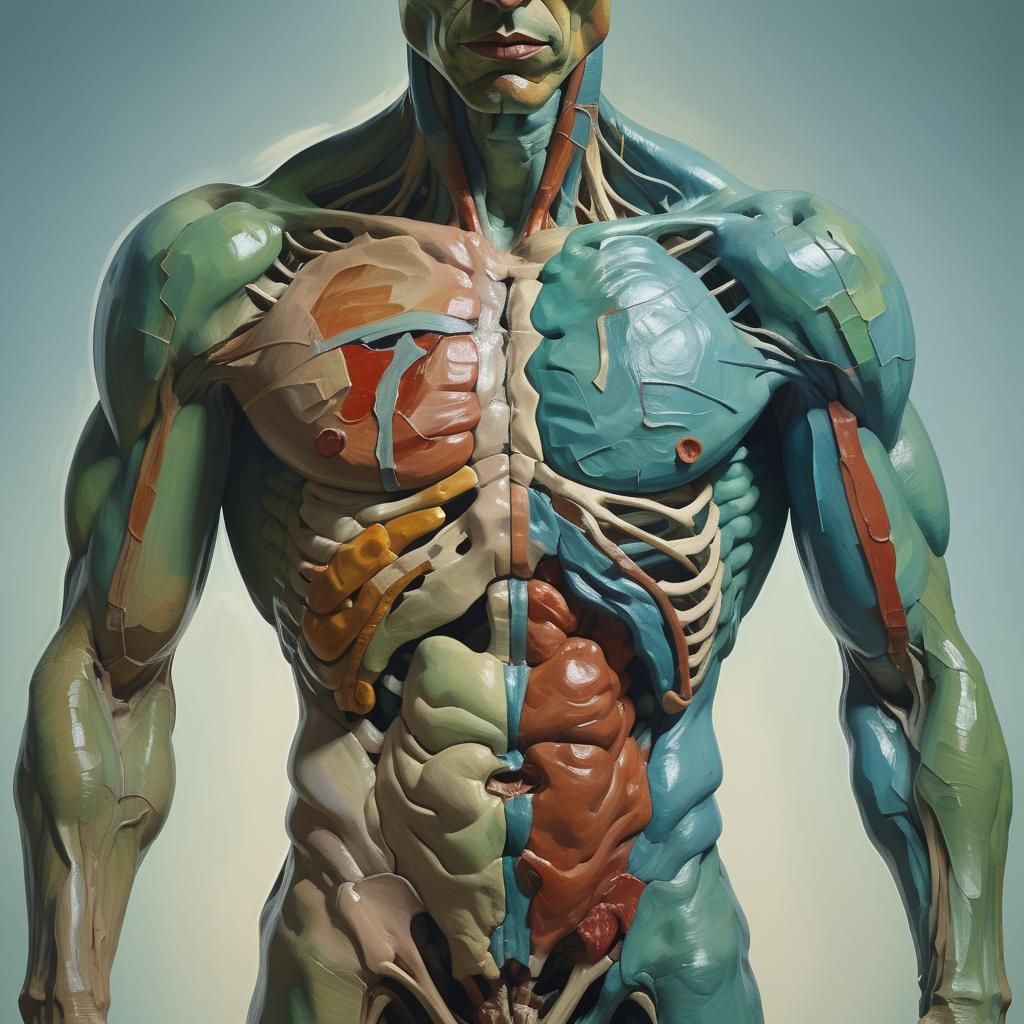 Anatomical Human Bisecting in Expressionist Style
