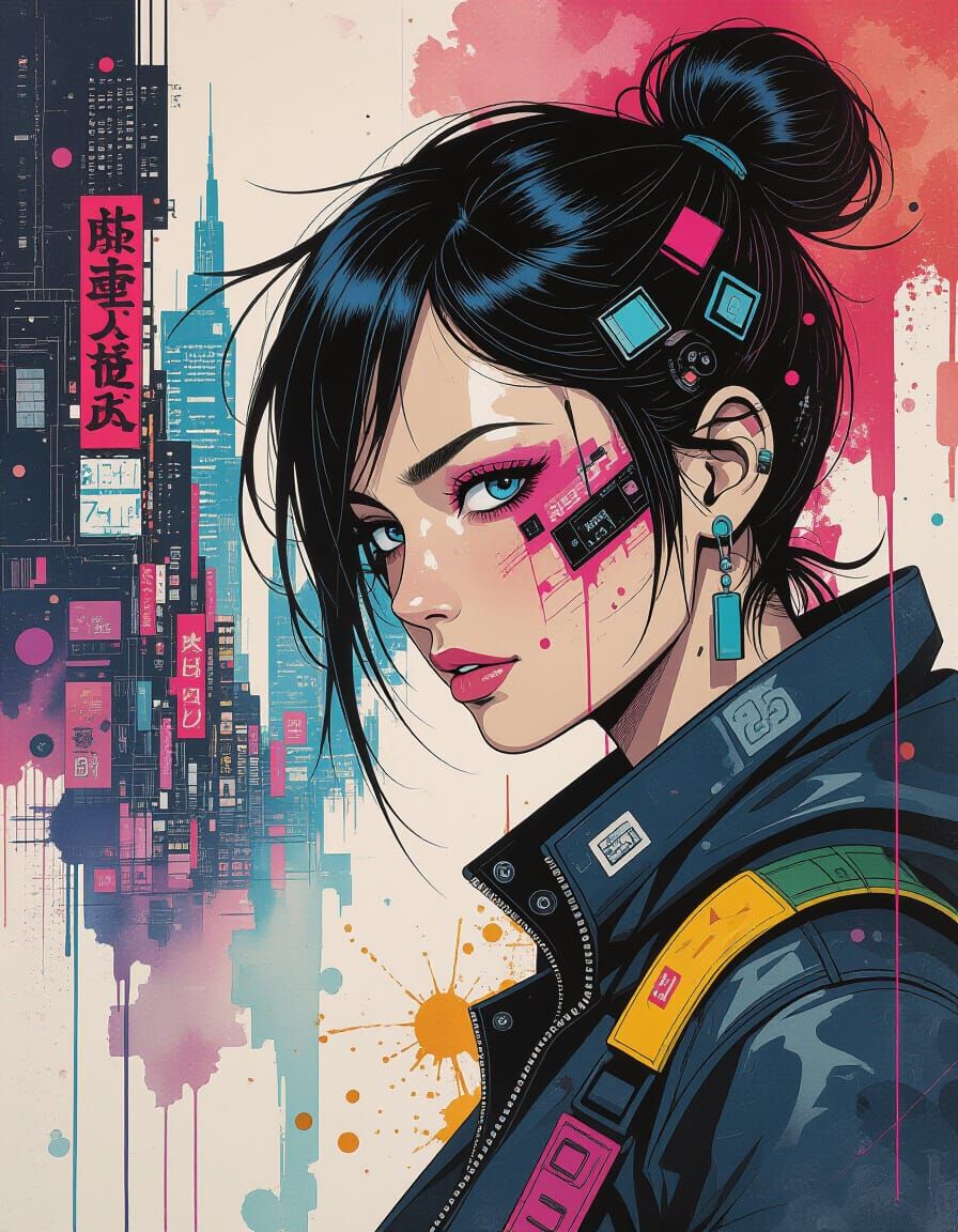 Cyberpunk Collage: Beauty from Chaos in Mixed Media