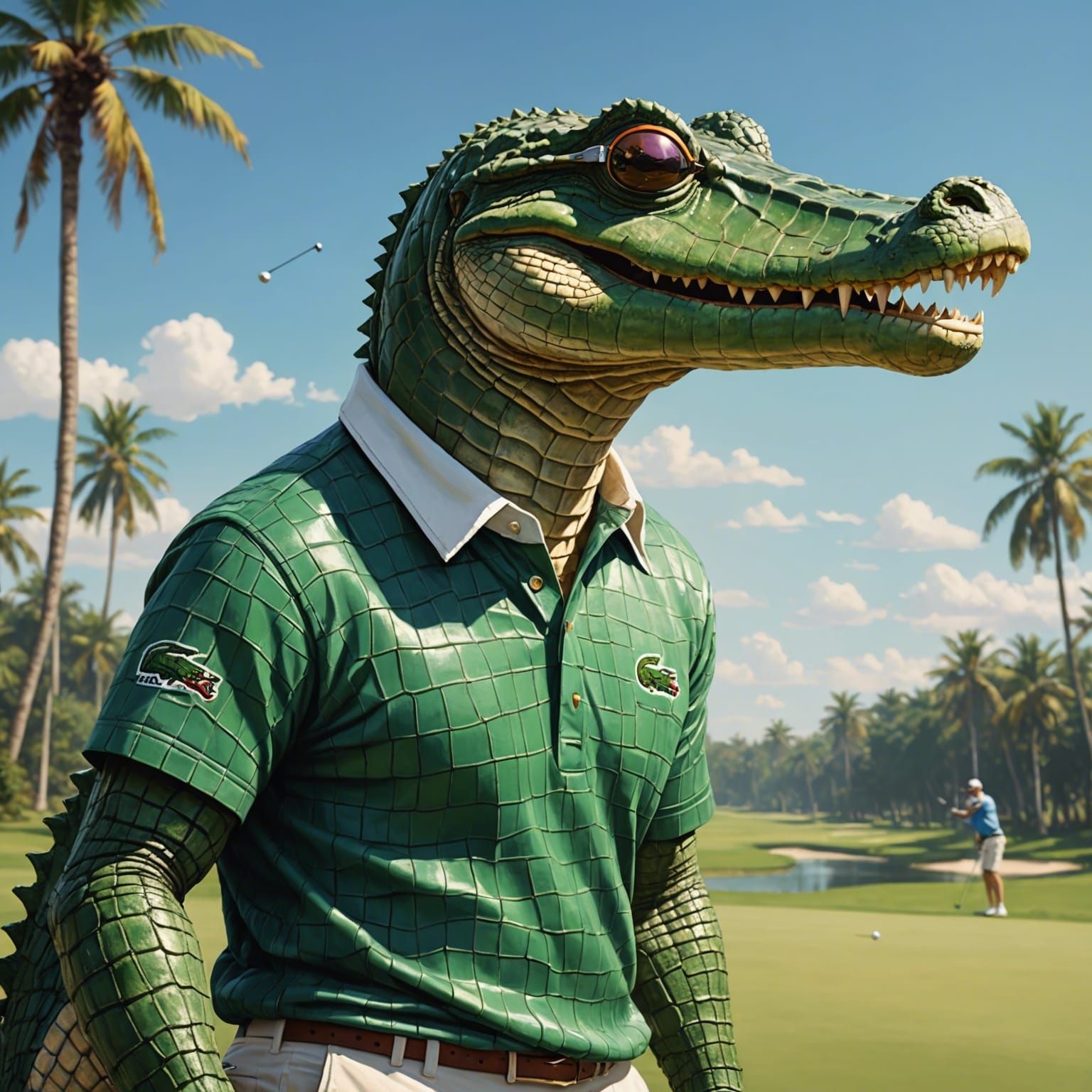 Anthropomorphic Crocodile Golfer in Speedpaint Style
