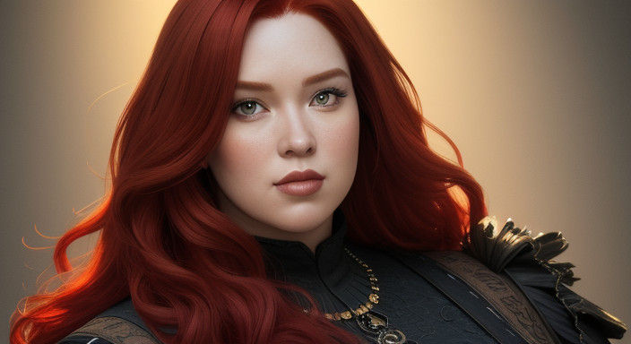 Confident Red Goddess in Vibrant Studio Lighting