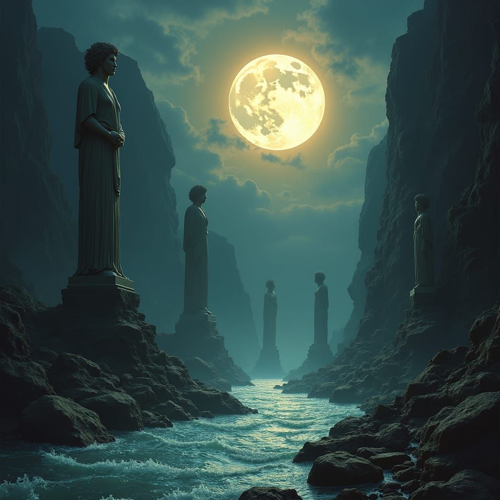 Majestic Hades Surrounded by Flames, as Classic Art