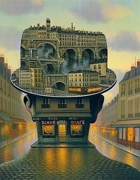 Parisian Rooftop Hat in Dreamlike Evening Light