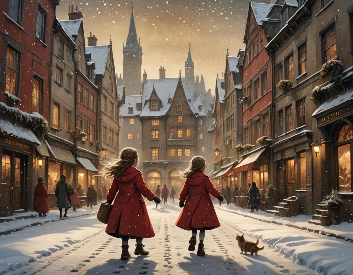Surreal Winter Wonderland Scene in Whimsical Architectural S...