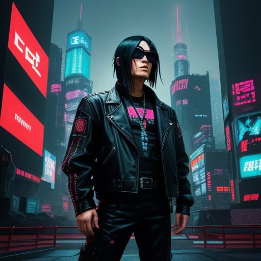 Cyberpunk Japanese Anime Figure in Neon Tokyo