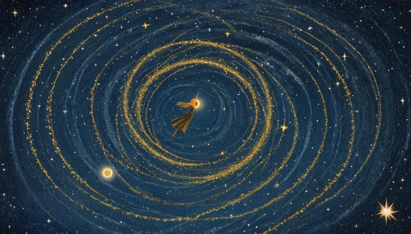 Mystical Crop Circles Soaring Through Starry Galaxy