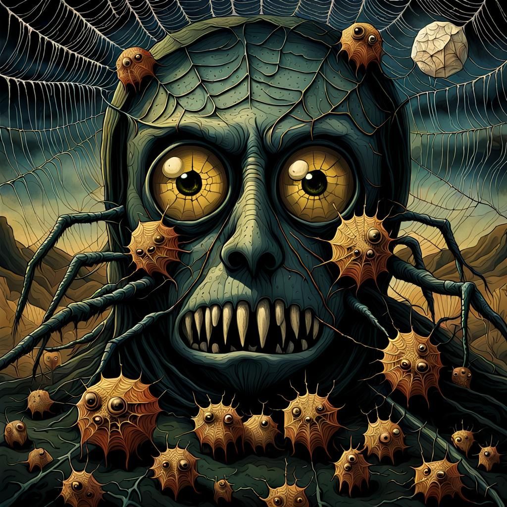 Pagan's Shame: Spiderweb Eyes in Surreal Dark Art