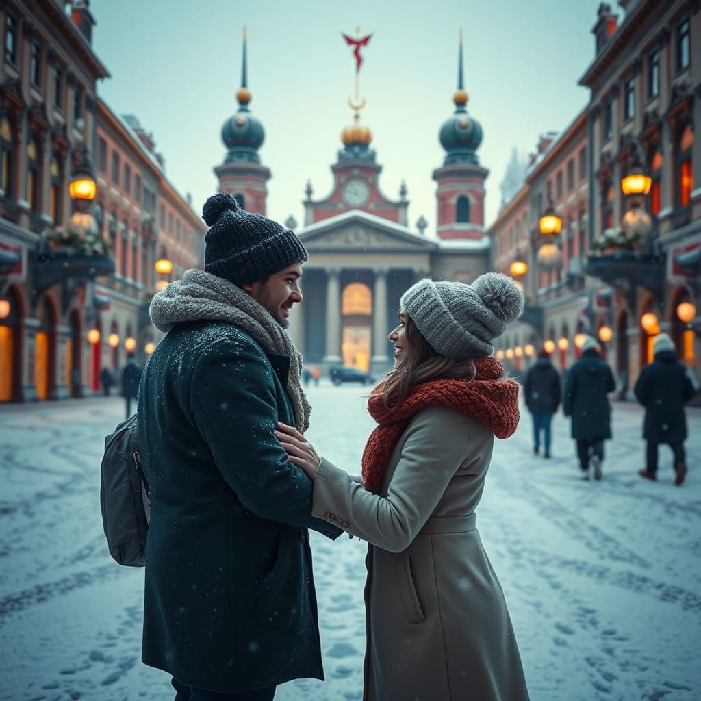 Winter Embrace in Copenhagen: A Matte Painting