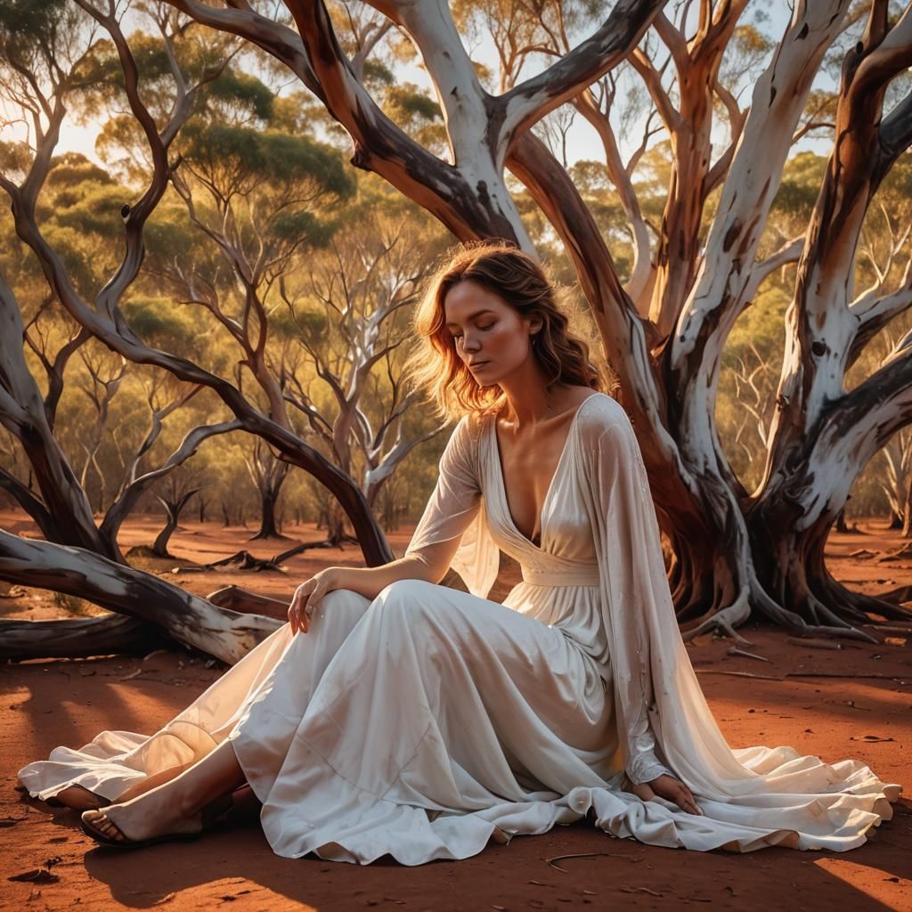 Meditating Woman in South Australian Sunset