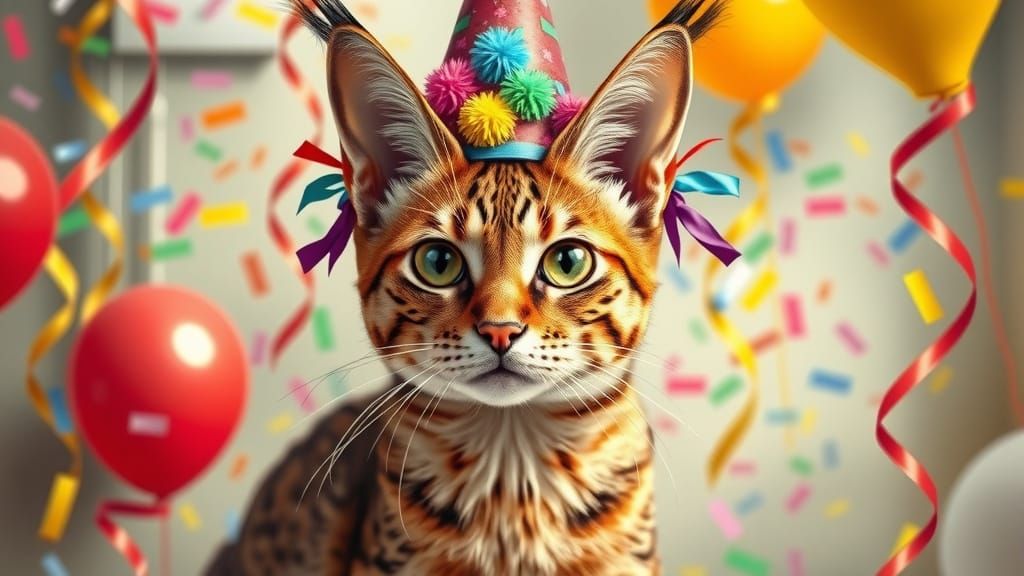 Caracal Cat's Amused Expression at Party