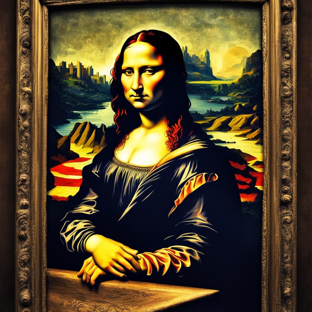 Mona Lisa as Punk Rocker in Hyperrealistic Style