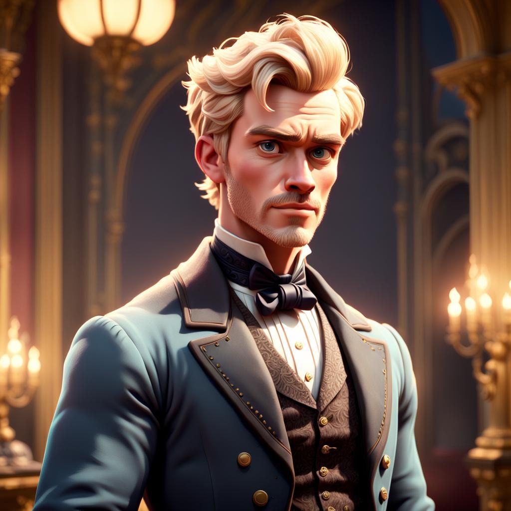 Victorian Hunk in Vienna: Pixar-Style 3D Rendering