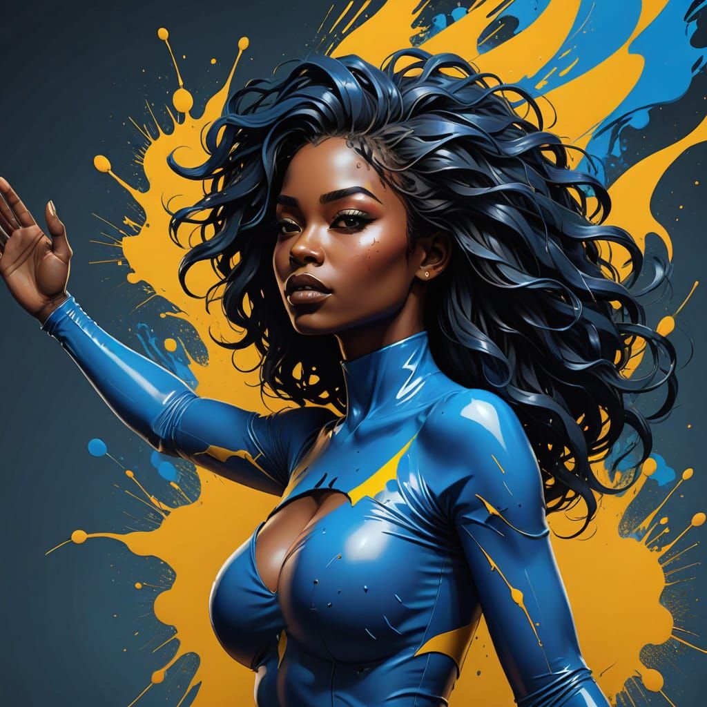 Majestic Ebony Goddess in Vibrant Royal Colors
