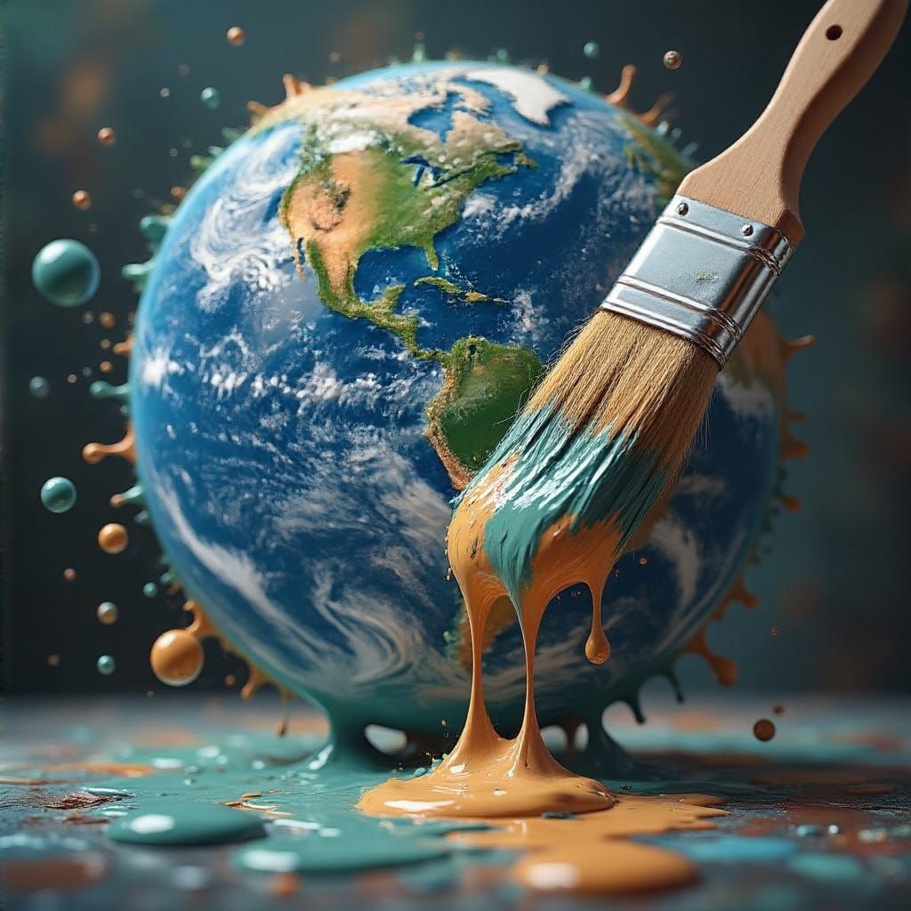 Cosmic Earth Creation in Vibrant, Hyperrealistic Splash Art