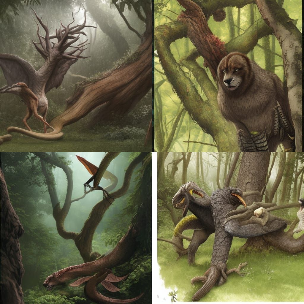 Sinister Forest With Demons and Strange Animals