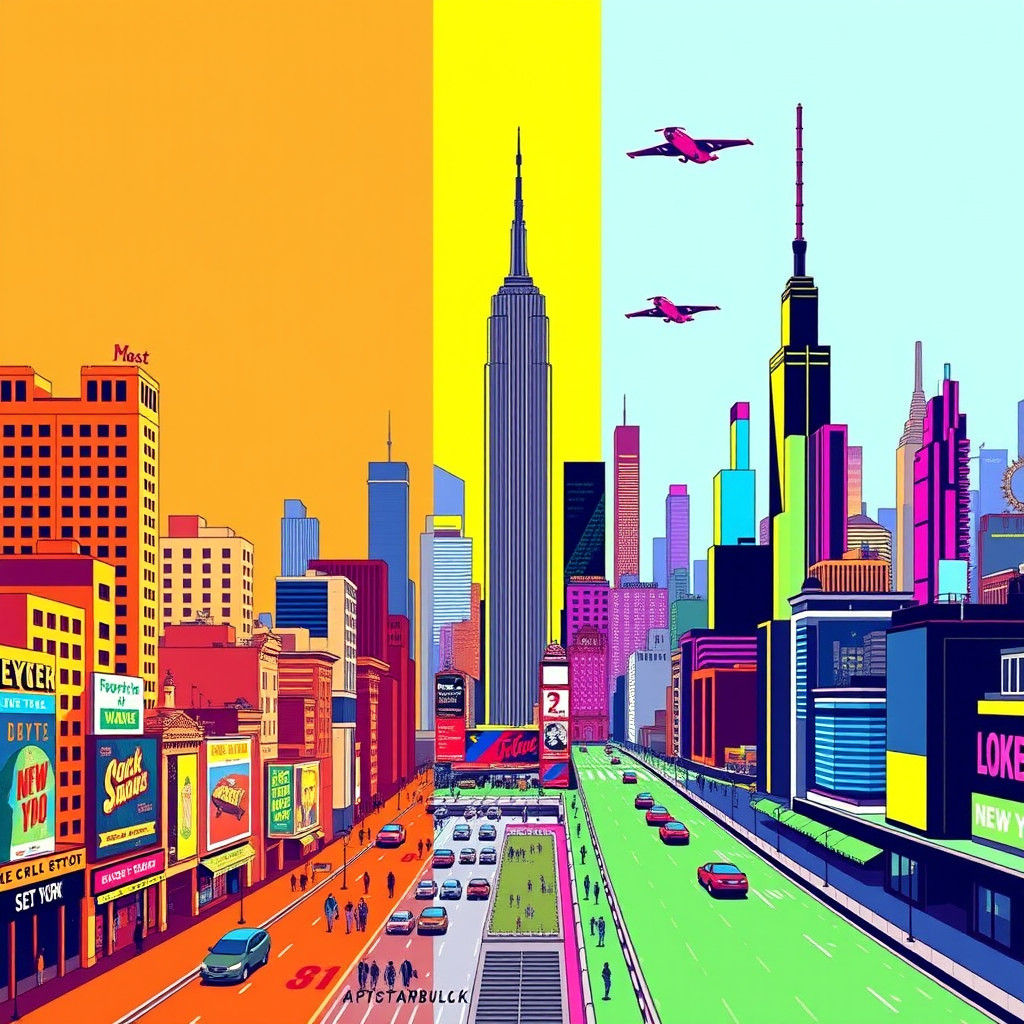 New York City Skyline: Past, Present, Future in Pop Art