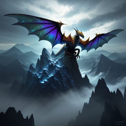 Epic Dragon Soars Through Mountain Sky