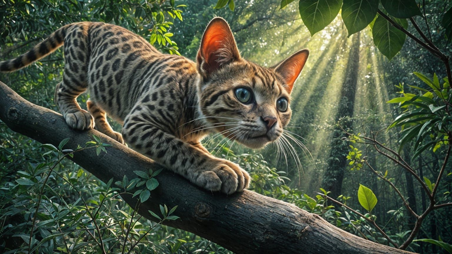 Margay Cat Prowling in Natural Light