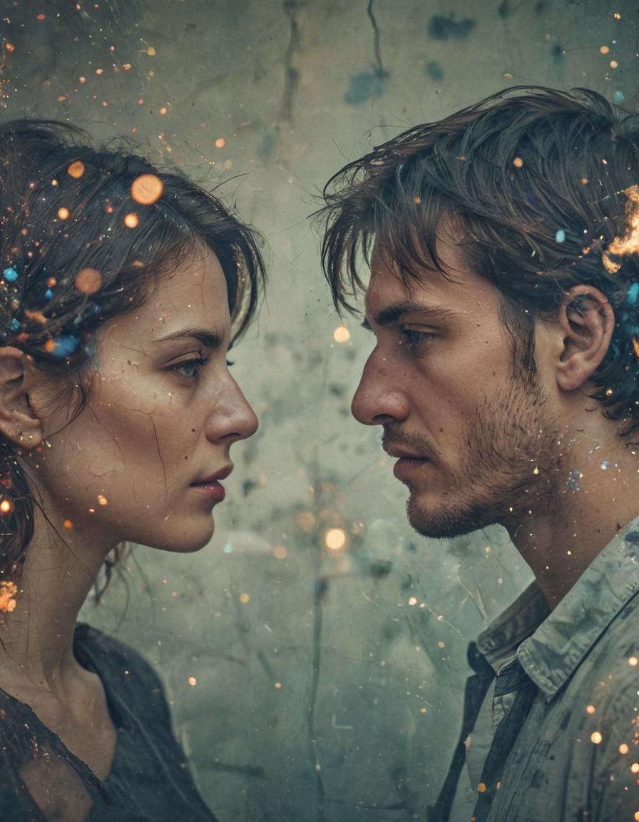 Surreal Double Exposure Portrait on Cracked Paper