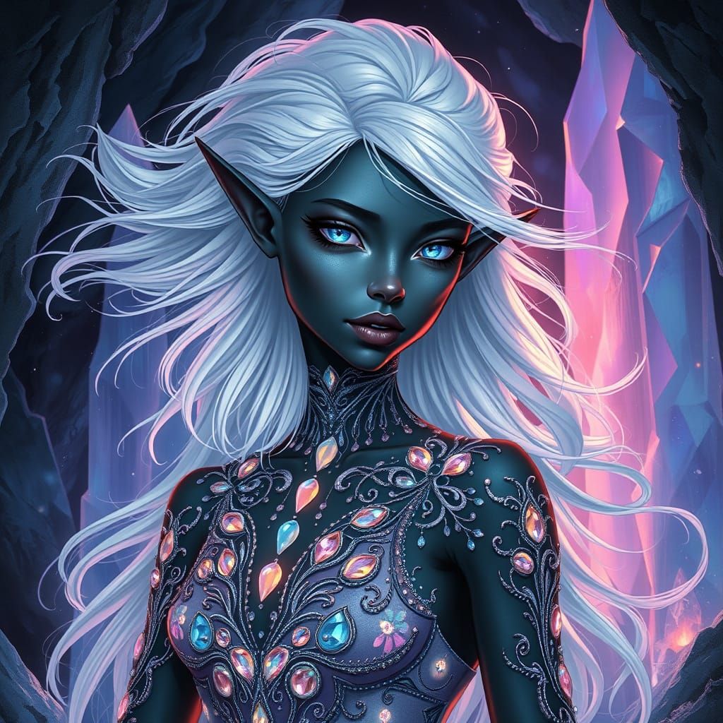 Ethereal Onyx Elf in Crystal Grotto