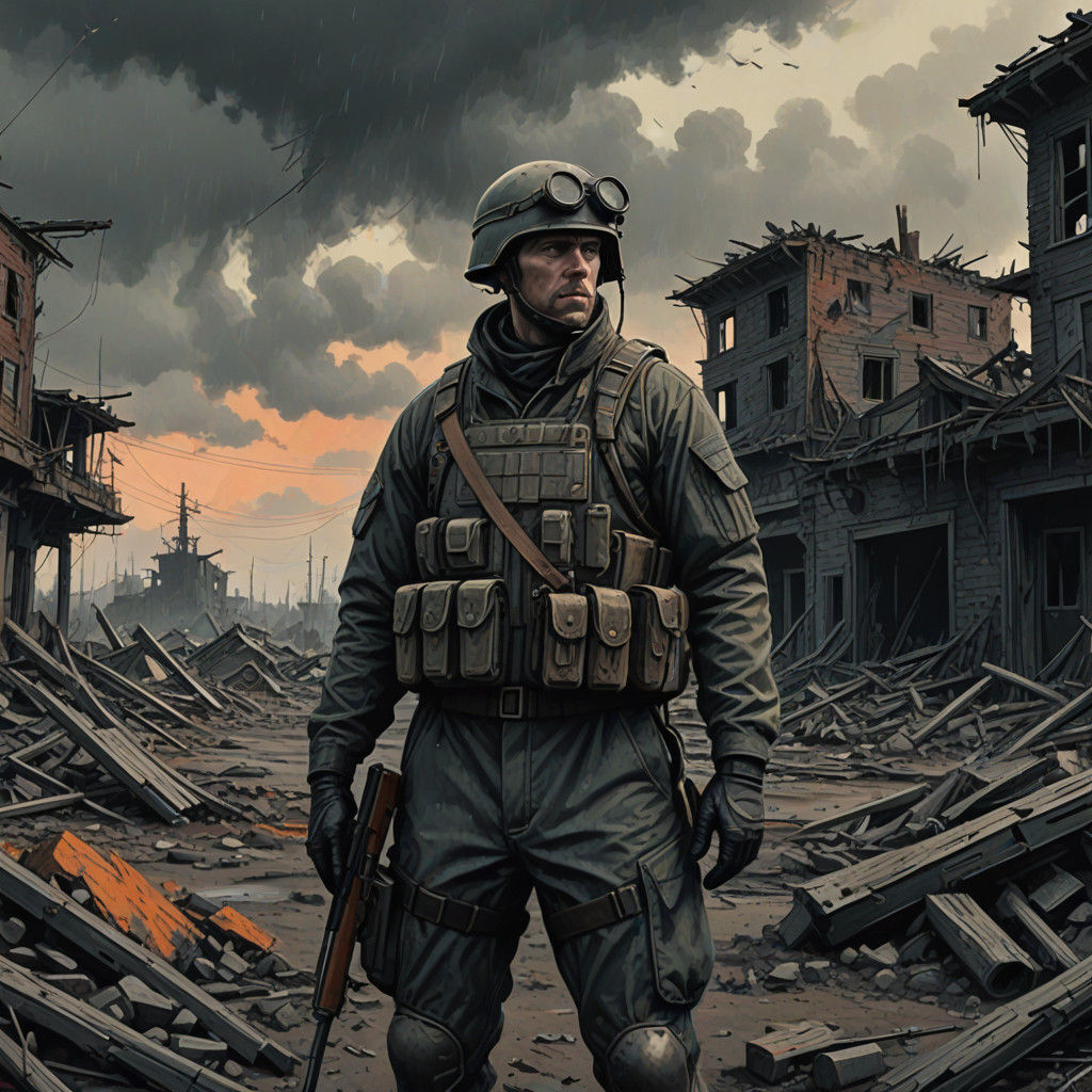 Epic War Scene in Gritty, Charcoal Sketch Style