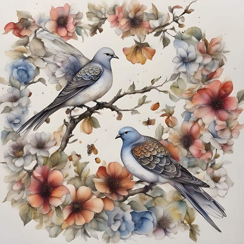 Ink Painting of a Peaceful Home Scene