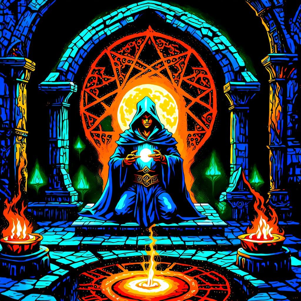 Almighty Summoner Wields Arcane Staff in Ruined Citadel