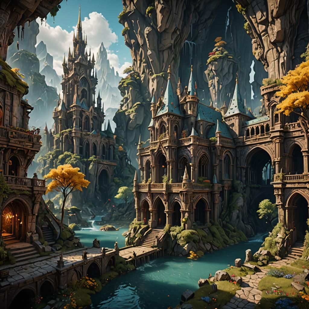 Ethereal Cityscape in Vibrant Hues