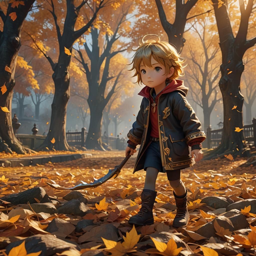 Anime Child's Autumn Adventure: Digital Matte Painting