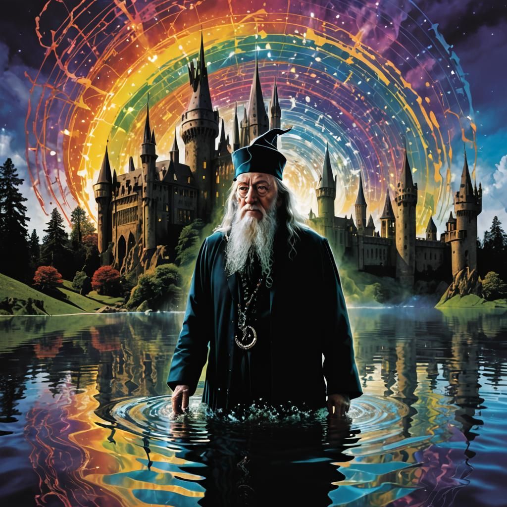 Magical School Castle Sound Wave in Urban Art Style