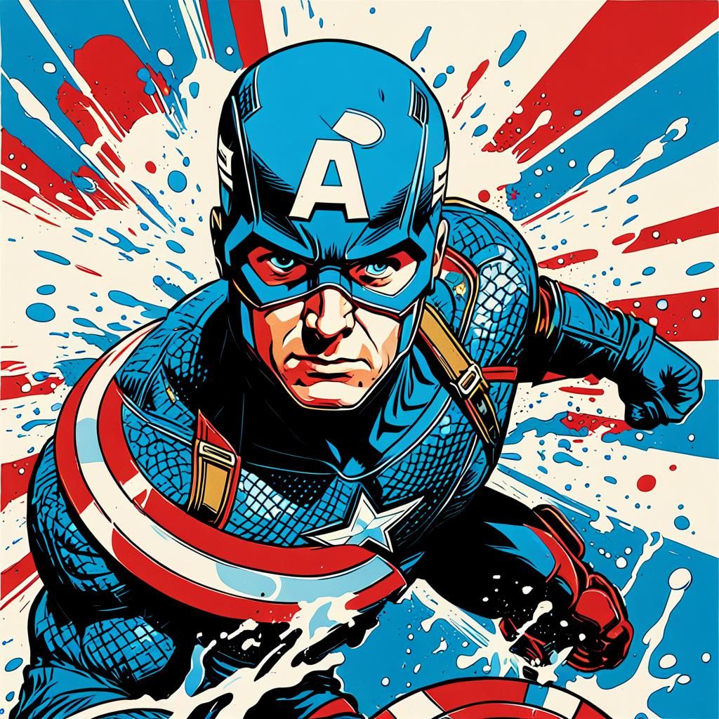 Captain America Pop Art Screen Print