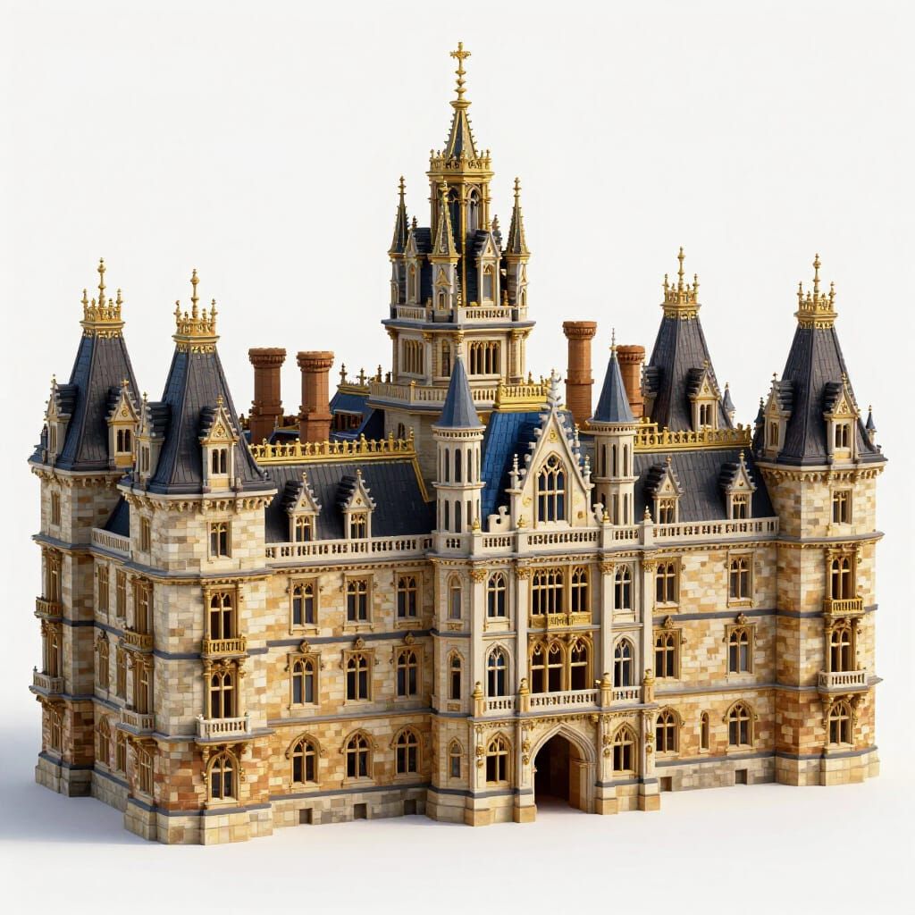 English Gothic Revival Royal Palace Architectural Render