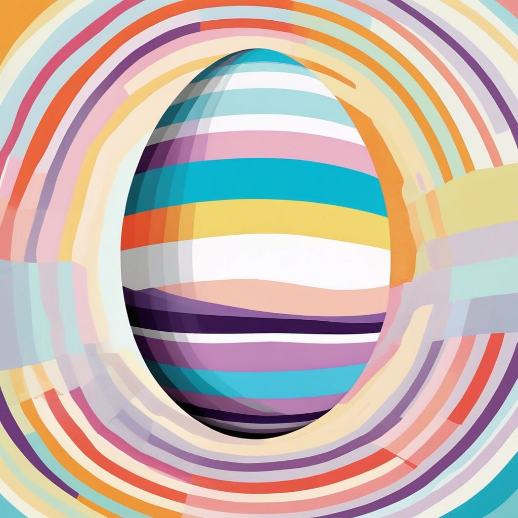 Vibrant Abstract Surrealism: Pop-Art Wavy Stripes with Centr...