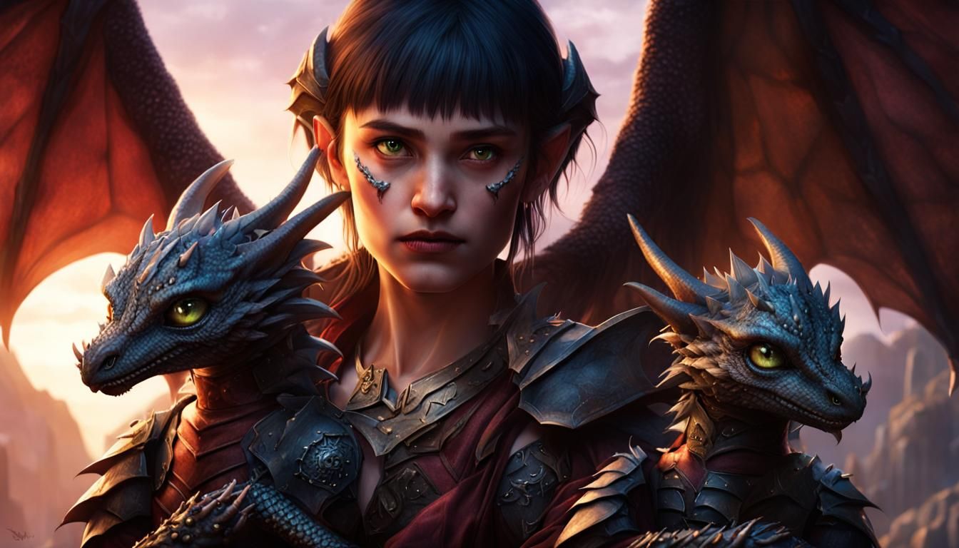 Morrigan: Goddess with Dragons in Celtic Armor