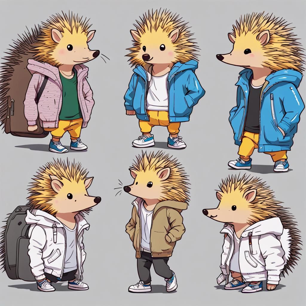 Stylish Porcupine Hedgehog Character in Anime Style
