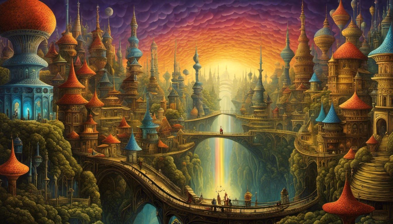 Fantasy Alien City with Fractal Buildings