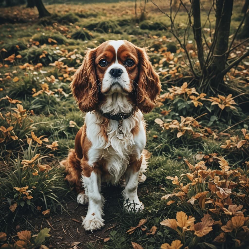 Blenheim Cavalier King Charles Spaniel in Cinematic Style